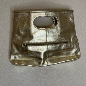 Valerie Stevens Metallic Gold Clutch Handbag